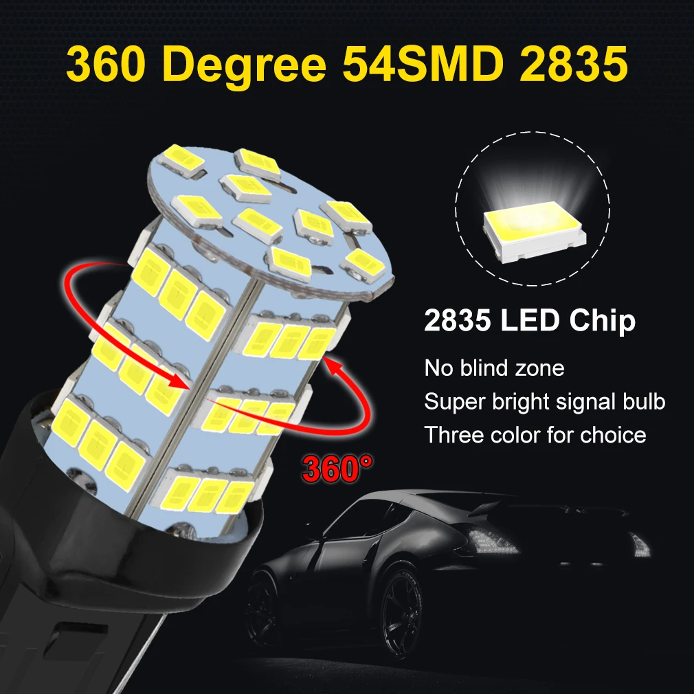 1pcs T20 W21/5W 7443 7440 W21W Led bulb T25 3157 54SMD 2835 Chips Light Car Tail Bulb Brake Lights Turn Reverse Lamp 12V White