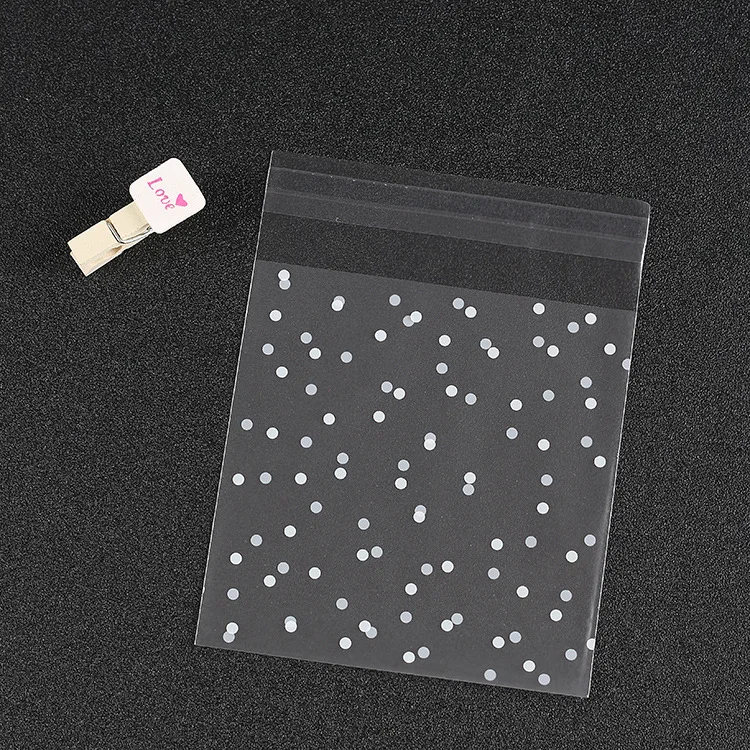 100 teile/los Transluzenten Punkte Kunststoff Cookie Verpackung Taschen Cupcake Wrapper Selbst Klebe Taschen Geburtstag Party Hochzeit Dekorationen – Detail 9
