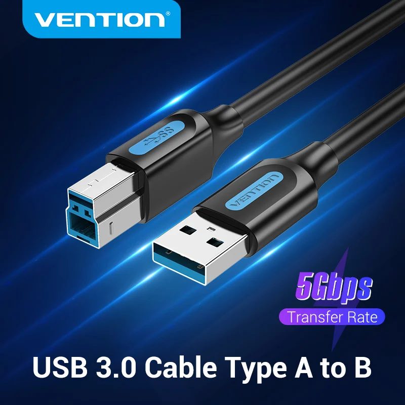 Vention Kabel USB do drukarki USB 3.0 typu A męski do B męski do drukarki Canon Epson ZJiang Label USB 3.0 2.0 Skaner Przewód do drukarki
