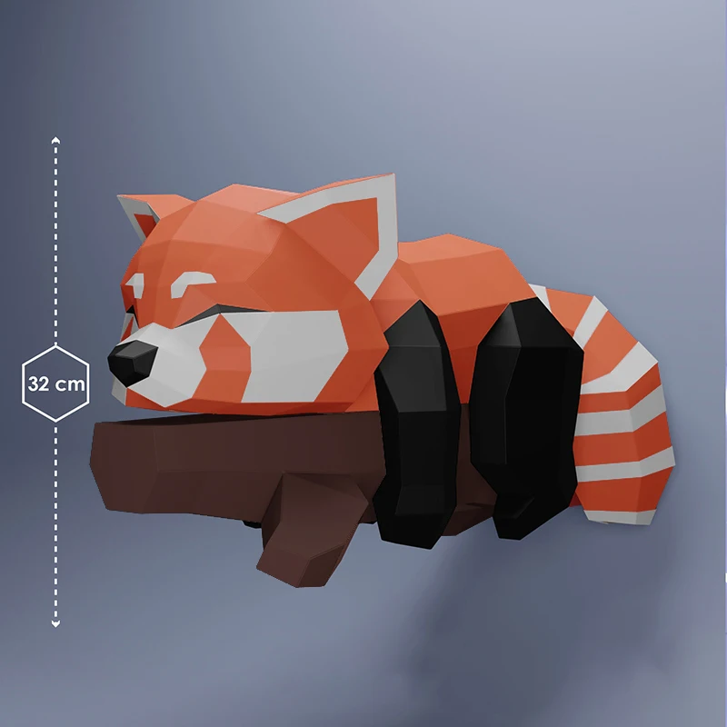 Sleeping Big Fox 60cm Paper 3D DIY Material Manual Creative Home Decor Props Hand Made Cute Geometric Paper Figures Animal Model