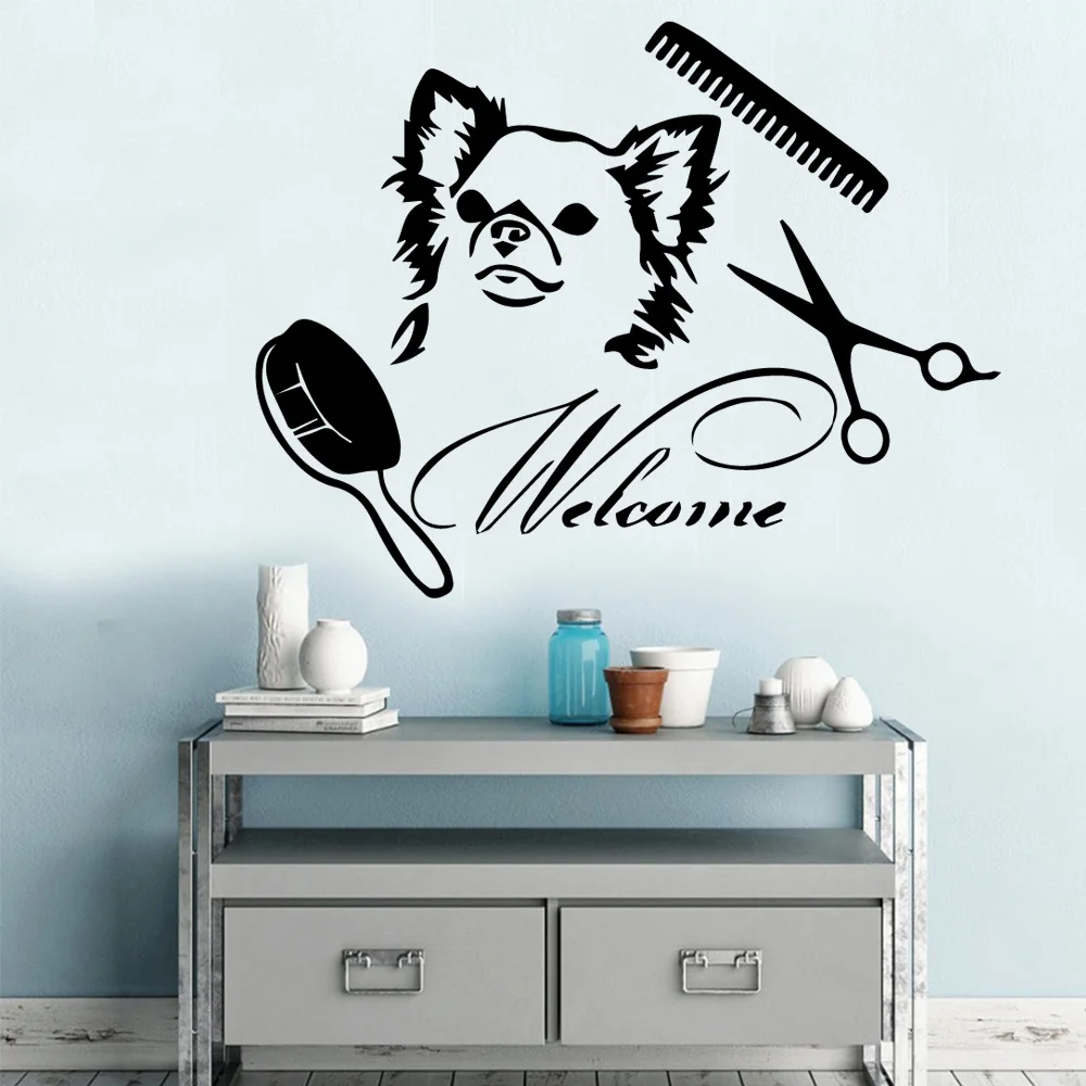 

Cute Dog Wall Stickers Removable Pet grooming Art Decorative stickers For Kids Room Bedroom Home decor Pet shop Decorations