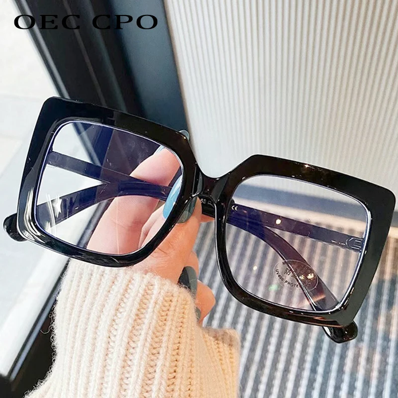 OEC CPO Vintage Square Glasses Frames Women Fashion Myopia Prescription Glasses Frame Female Men Clear Lens Eyeglasses Unisex