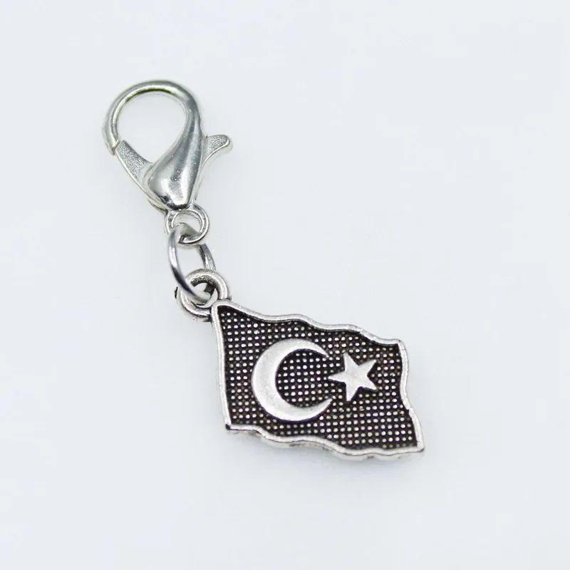 

New Arrive 20pcs Turkey flag dangle charms lobster clasp hanging charms diy bracelets&bangles pendant jewelry charm