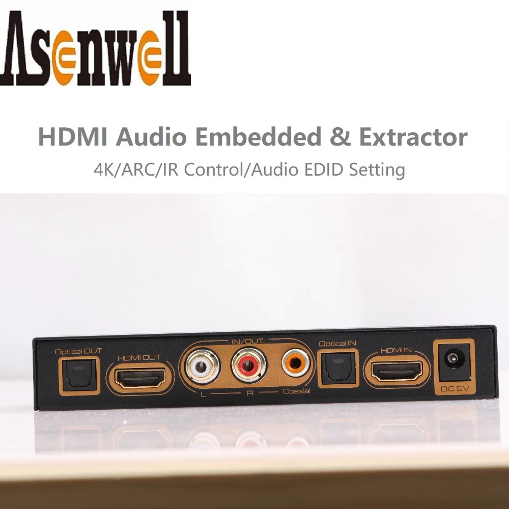 4k arco ir controle hdmi áudio edid conjunto conversor embutido spdif coaxial digital5.1 lr áudio analógico hdmi conversor extrator de áudio