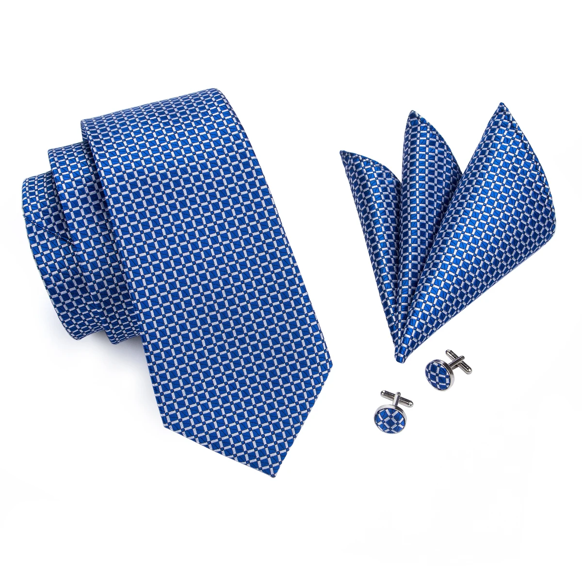 Conjunto de corbatas para hombre, Set de gemelos cuadrados de bolsillo, corbata de cuello azul real, diseño Hi-Tie, de negocios para fiesta, novedad de SN-1518, 2017