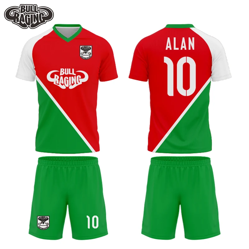 Supliamtion-camisetas de fútbol para hombre y mujer, uniforme de fútbol, color negro y rojo