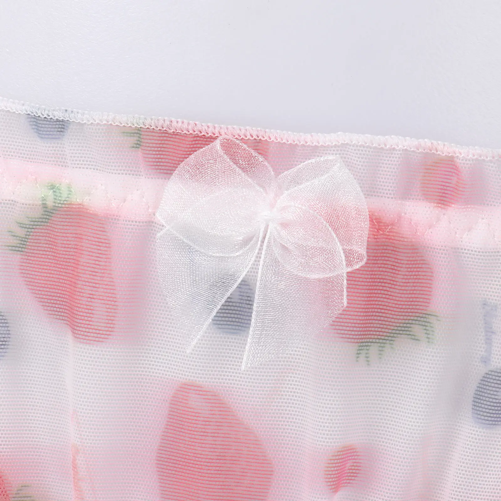 Bragas de malla transparente con estampado de dibujos animados para mujer, bragas de natación con tiras de cintura baja, cierre lateral, Kawaii, Verano