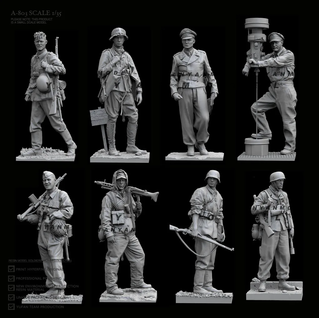 1/35 Resin model kits soldier DIY toy self-assembled （8 soldiers）A-803