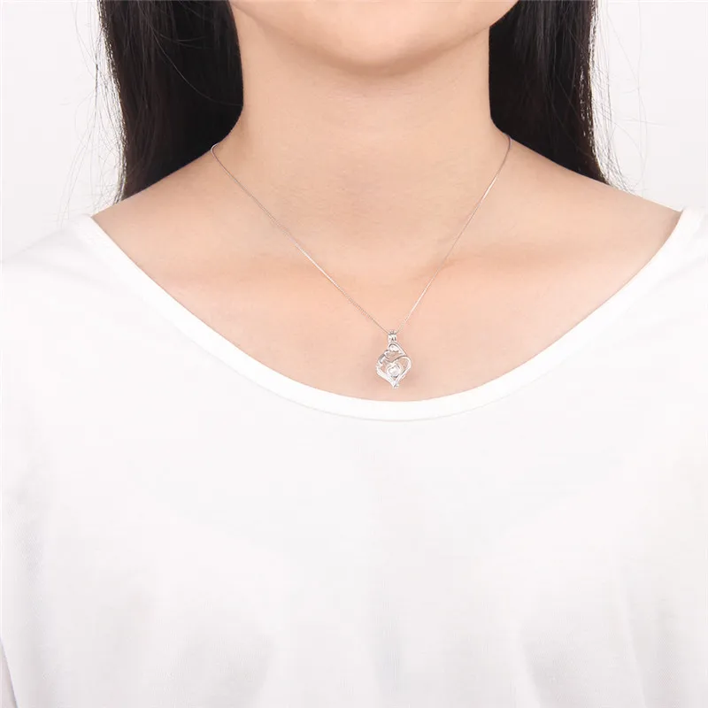 CLUCI 3pcs Silver 925 Pendant Gift for Mother\'s Day Double Heart 925 Sterling Silver Pendant Jewelry Wish Pearl Locket SC257SB