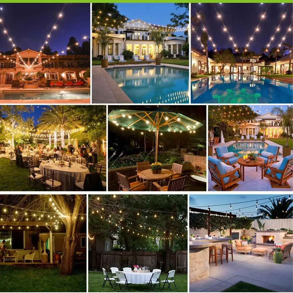 LED Commercial Grade Outdoor String Lights With IP68 Waterpoof For Holiday Wedding Party Lighting