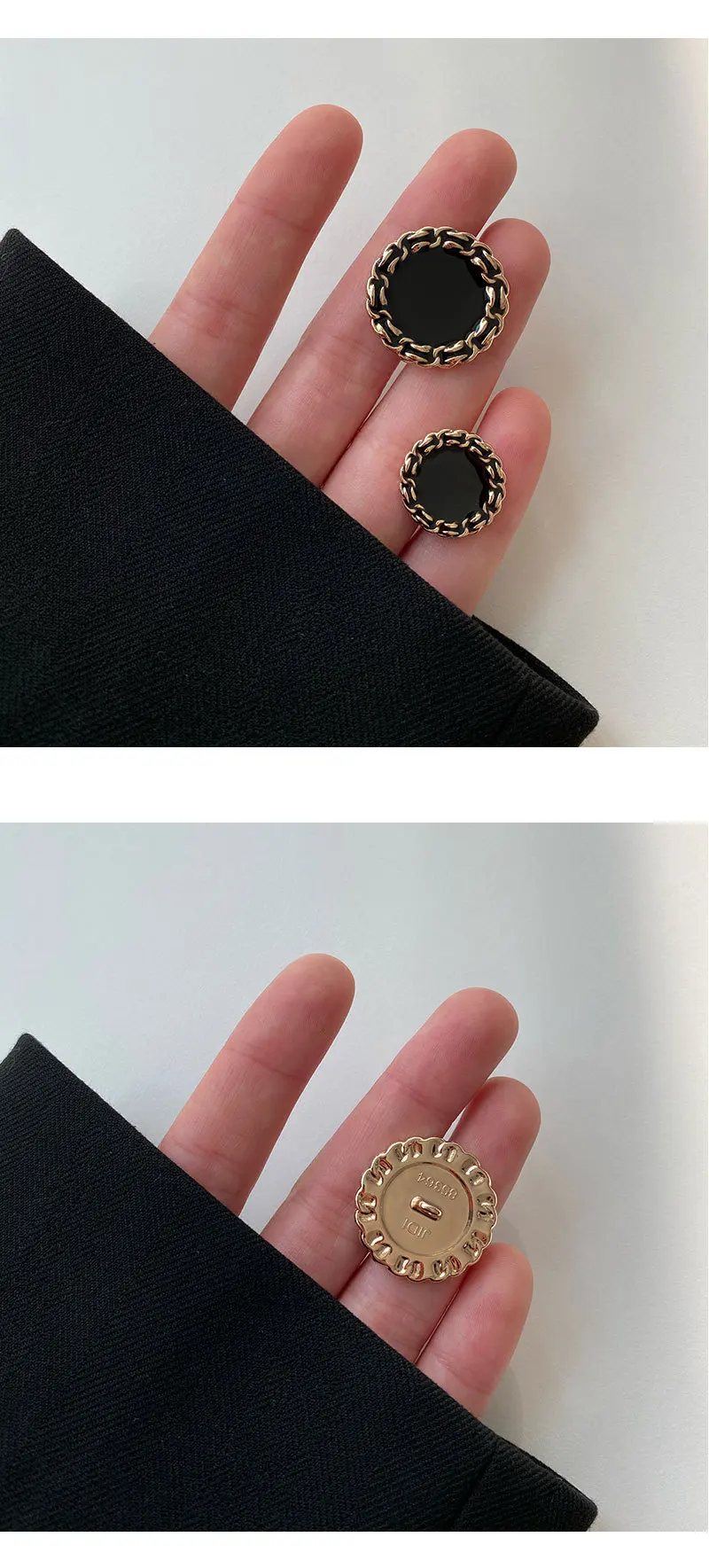 Luxury Retro Metal Sewing Buttons For Clothes Embellishment Coat Decor Diy Craft Supply Black White Needlework Accessories 6pcs