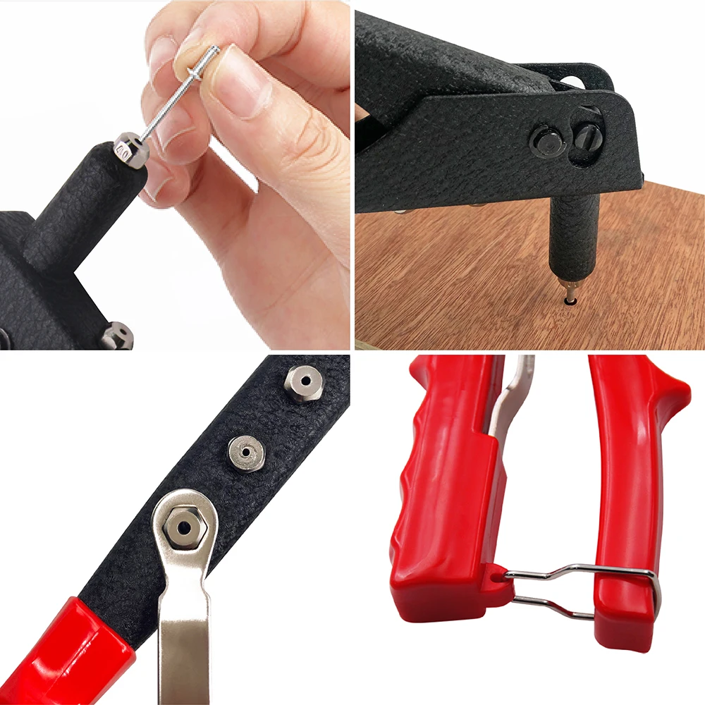 WISEUP-pistola remachadora de mano de doble Mango, herramienta Manual de inserción de tuercas de remache de acero inoxidable para el hogar, pistola de clavos DIY para M2.4, M3.2, M4, M4.8