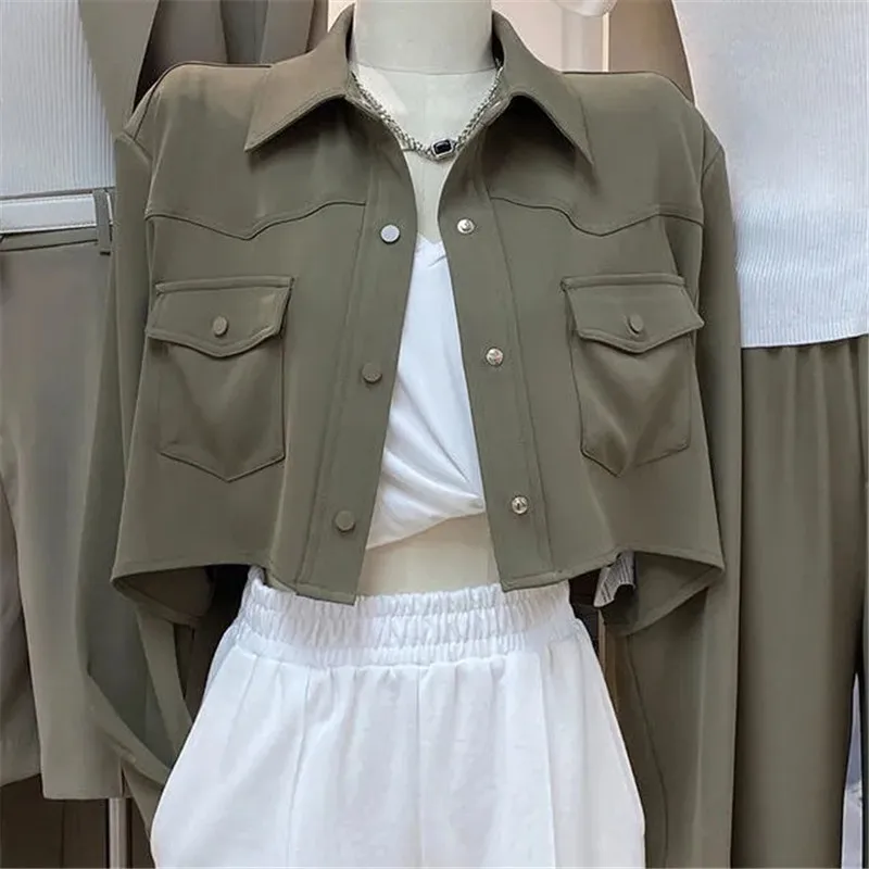 

Casual Solid Short Blazer Suits Women Fashion Chic Single Breasted Long Sleeve Coat Female Korean Style Streetwear Short Jacket