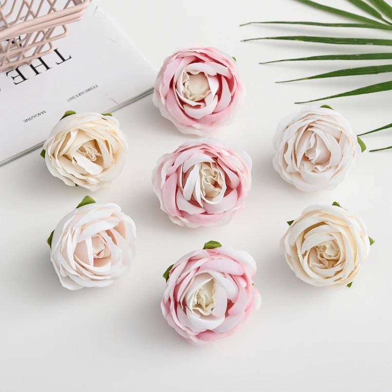 Têtes de Roses en soie, 10 pièces, guirlande de noël, Scrapbooking, décor de maison, décoration de mariage, bricolage de fleurs artificielles, boîte cadeau