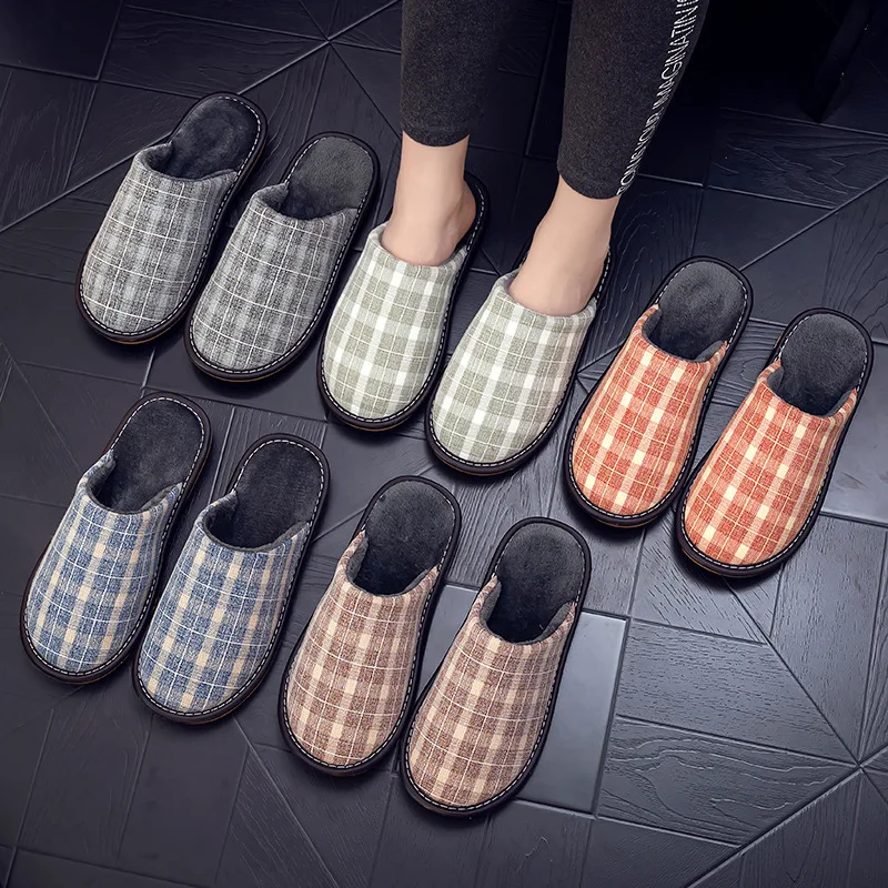 New Autumn and Winter Home Cotton Slippers  Women's Indoor Men's Warmth Non-slip Thick-soled Couple's Home Explosive Shoes