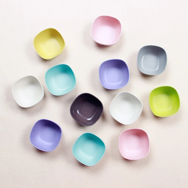 100pcs Pure Color Square Shaped Fruit Snack Bowls Small Mini Bamboo Fiber Bowl Kitchen Tableware Wholesale W0264