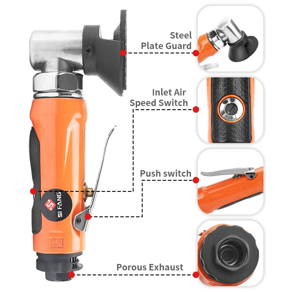 2inch Mini Air Angle Die Grinder 90 Degree Pneumatic Grinding Polisher Mill Engraving Machine with Sanding Discs Tool Kit