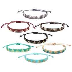 Japan MIYUKI Glass Seed Beads Faceted Crystal Handmade Bracelets Women Men Waxed String Triangle Knot Surf Jewelry Present