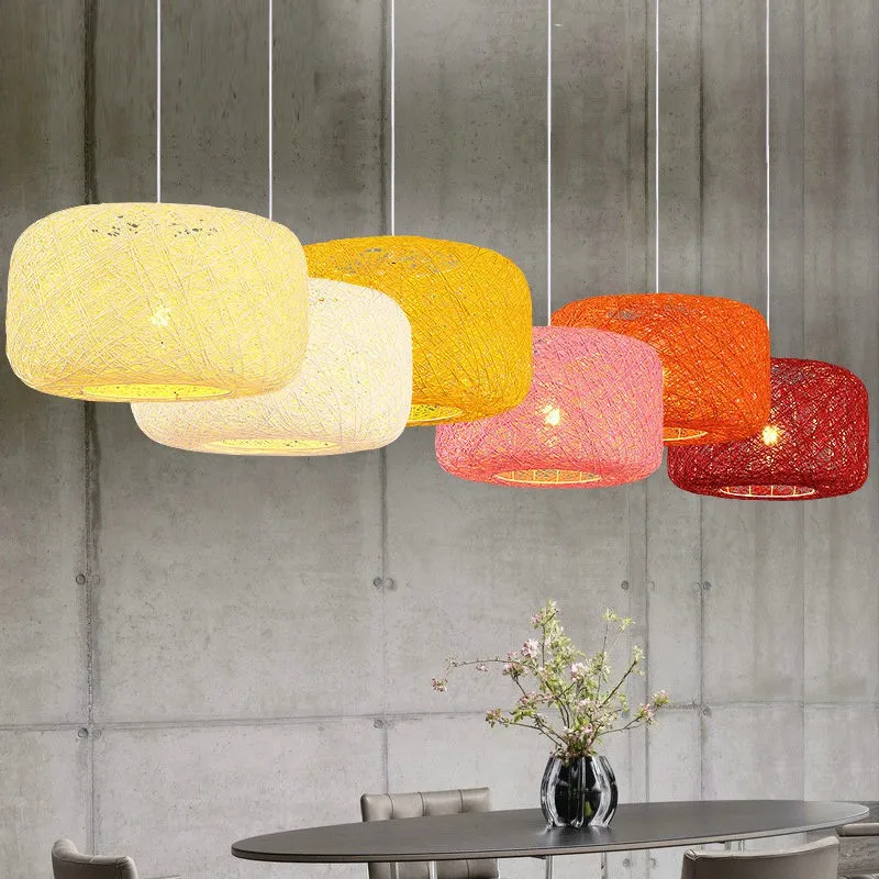 

Nordic Hemp Restaurant Pendant Lamp Fashion Dining Room Corridor Pendant Lamps Bedroom Bar Counter Hallway Pendant Light