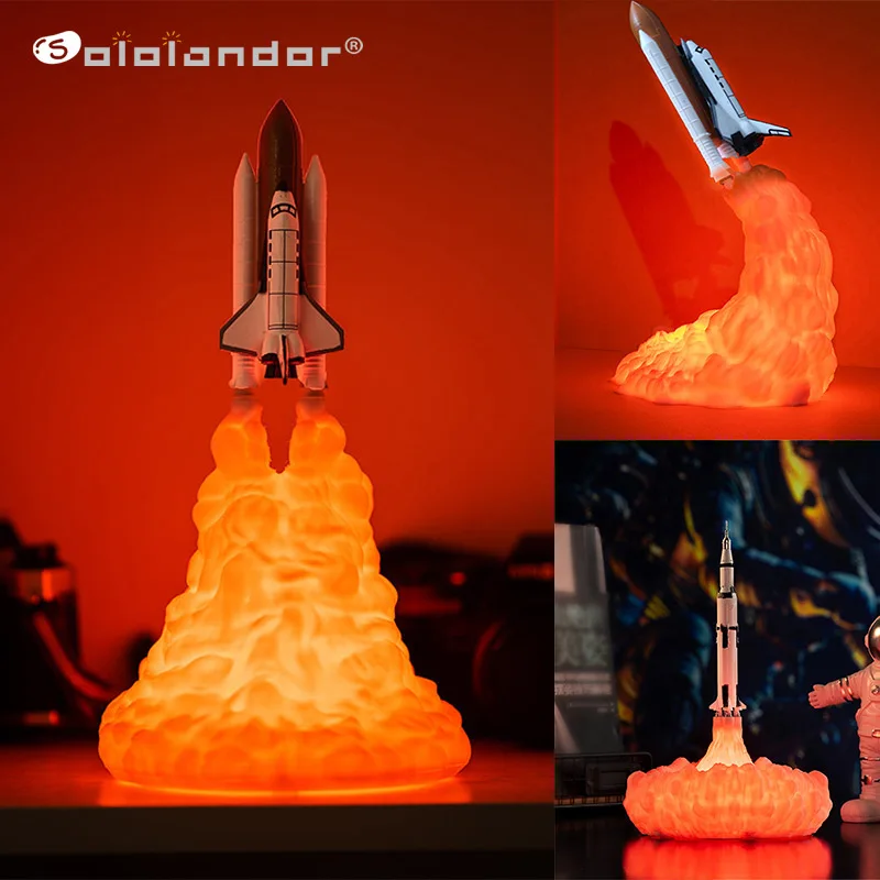 

SOLOLANDOR 2020 Newest Dropshipping Space Shuttle Lamp and Moon lamps In Night Light By 3D Print For Space Lovers Rocket Lamp