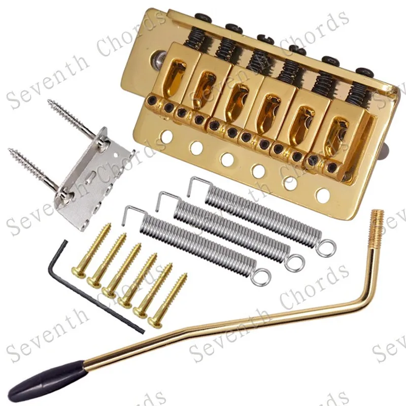 Ein Set Gold 6-Saiten Vintage Saddle Tremolo Bridge System mit Whammy Bar für E-Gitarren-Zubehörteile – Detail 1