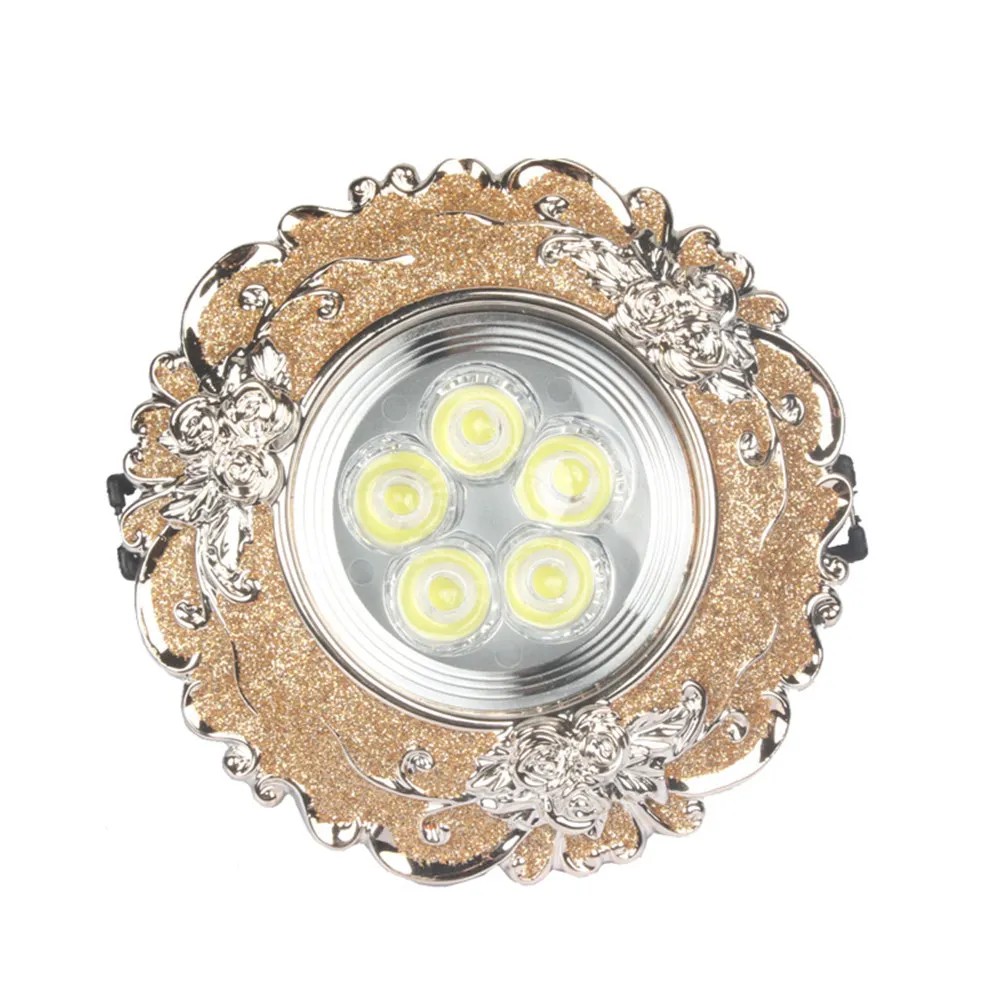 Europe Red Gold Green Lace Art Deco Embedded Downlight Hole 6-10Cm 220V 3W 5W 7W Hallway Living Room Cafe Ceilings Led Lighting
