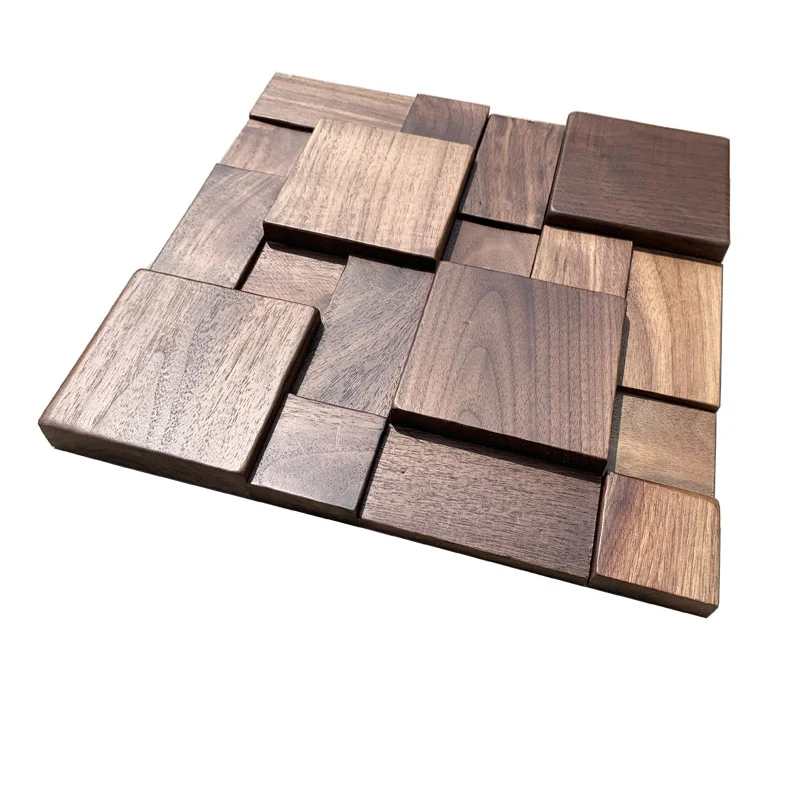 

2022 Eco-friendly Nordic Natural Black Walnut 3D Wall Art Wood Background Decorative, Size 30x30cm for Home,Villa,Office Decor