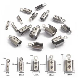 Stainless Steel Cords Crimp End Beads Caps Leather Clip Tip Fold Crimp Bead Bracelet Connectors For Jewelry Making Finding 30pc