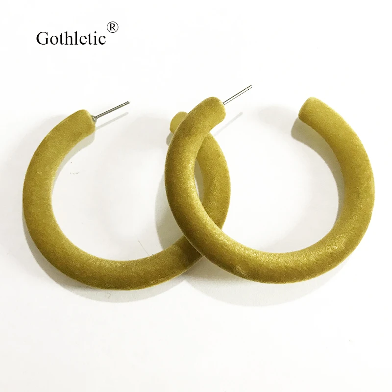 Gothletic 50MM Velvet Fabric Thick Hoop Earring Flocking Round Circle Earrings for Women Fashion Jewelry 2020 NEW 7 Colors