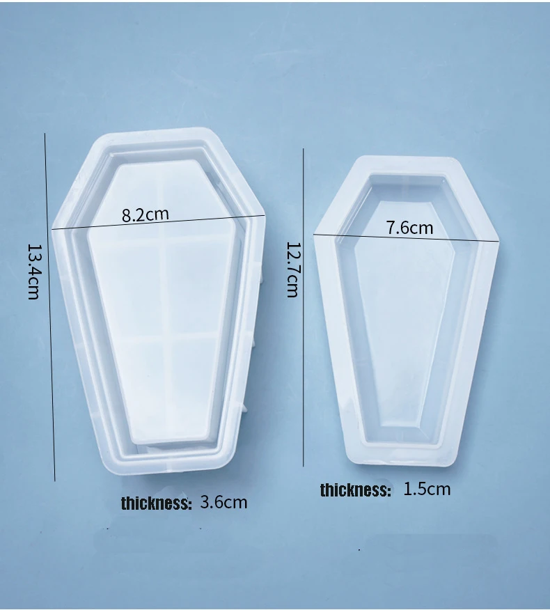 Goth Crystal Coffin Storage Box Silicone Mold Ornaments Resin For Halloween Gothic Container Mold Decoration Art Supplies DIY