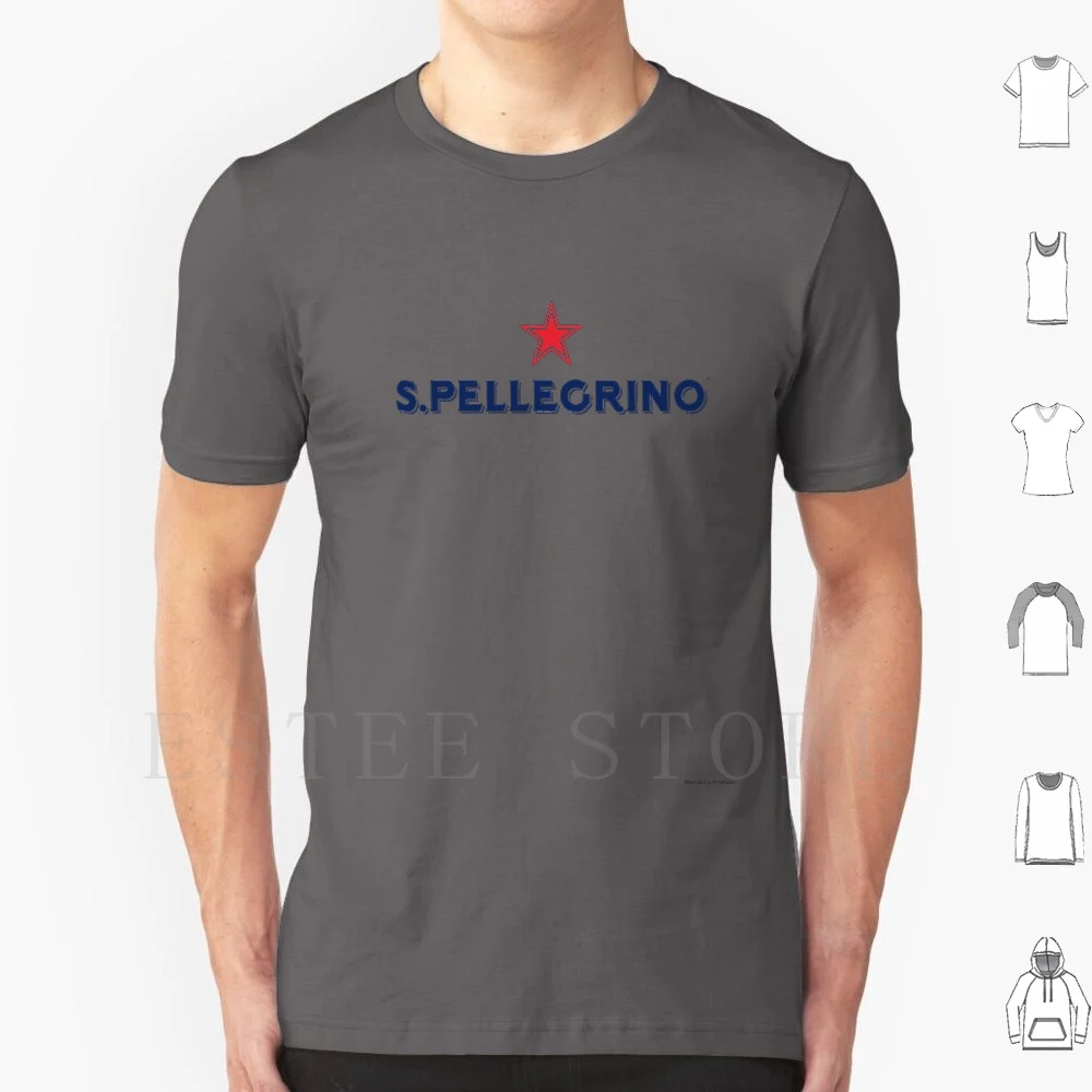S.pellegrino Camiseta estampada de algodón S Pellegrino agua italiana San Pellegrino bebida Mineral brillo Italia Premiun lujo