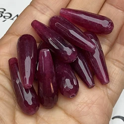 10x30mm Natural Faceted Dark Red Chalcedony Jades Stone Water Drop Loose Spacer Beads For Jewelry Making Diy Bracelet Accessorie