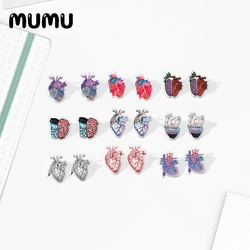 2020 New Human Heart Brain Stud Earring Funny Acrylic Earring Handmade Earrings Epoxy Jewelry Gifts for Men