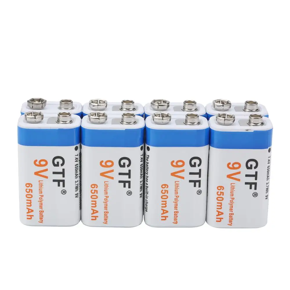 9 فولت 6F22 بطارية 650mAh 9 فولت بطارية ليثيوم قابلة للشحن المصغّر USB شحن سريع للألعاب الميكروفون التحكم عن بعد KTV RC خلايا