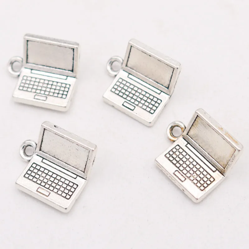 10pcs Silver Color 3D Laptop Computer Pendants DIY Charms For Necklace Bracelet Jewelry Crafts Making 15*10mm A1914