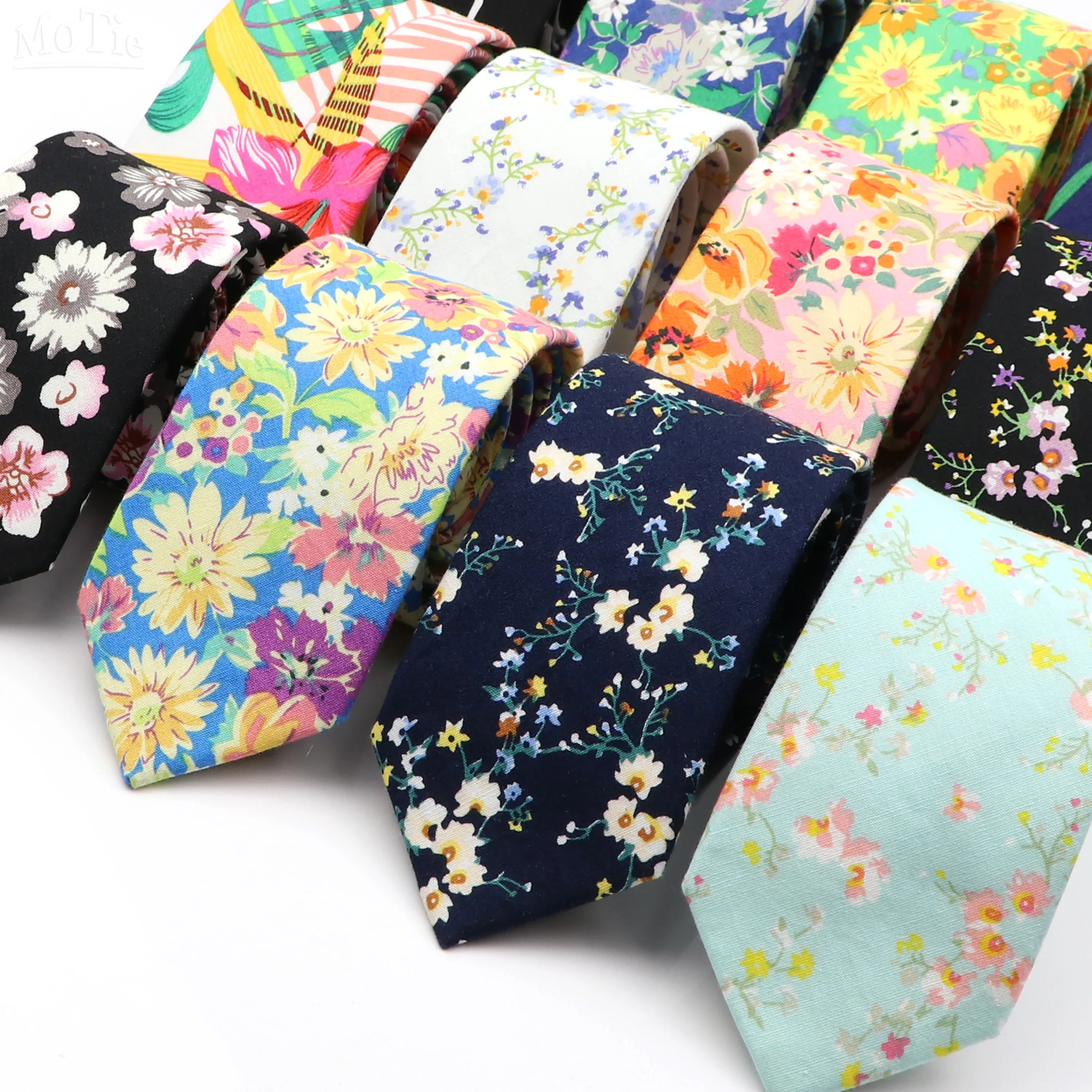 New Floral Tie For Men Women Skinny Casual 100% Cotton Casual Flower Print Skinny Neck Tie For Wedding Party Suits Tie Cravat