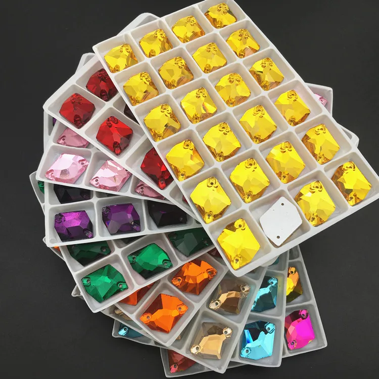 Cosmic Sew On Rhinestone Glass Crystal 9x12mm 11x14mm 14x17mm 16x21mm  All Colors Flatback 2holes Sew-on stone For Dress Making