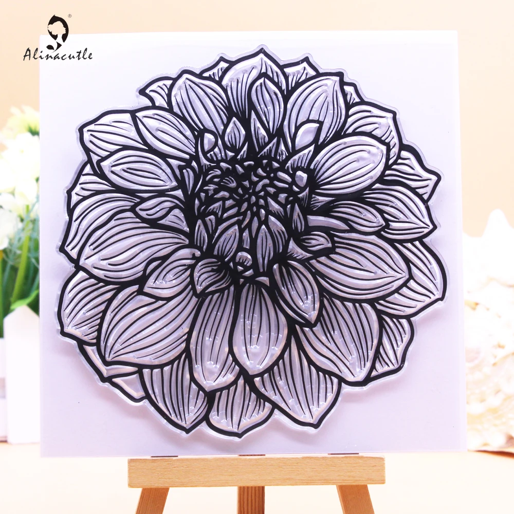 ملصقات شفافة من Alinacutle لصور عباد الشمس وخلفية منقوشة بالورود وألبومات البطاقات والألبومات الورقية والأشكال المطاطية والسيليكون الشفاف والشفاف #3