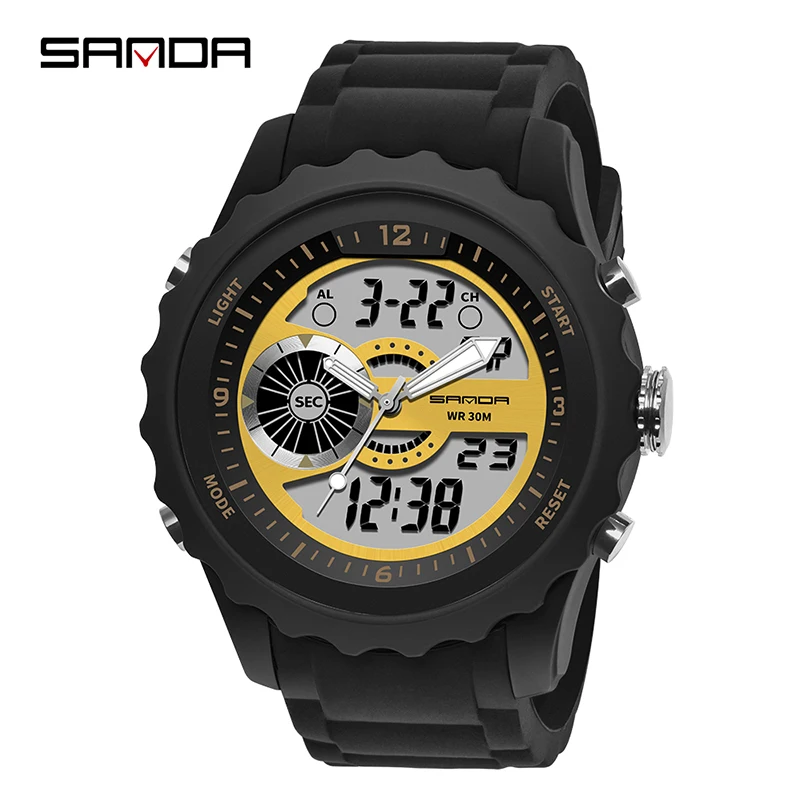 2021 Fashion Sanda Military Sport Watch Men Waterproof Electronic Led Digital Wristwatch Male Clock Silicone Relogio Masculino