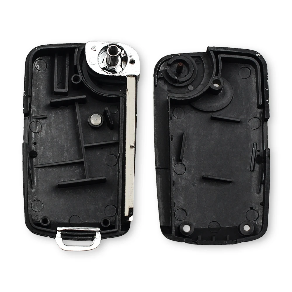 Keyyou carcaça de chave remota dobrável, 1 botão para hyundai h1 getz accent kia rio picanto carens modificada flip dobrável com lâmina sem cortes