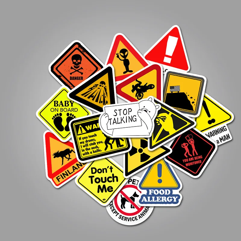 10/30/50PCS Warning Stickers Danger Banning Signs Reminder Waterproof Decal Sticker to Laptop Motorcycle Luggage Snowboard Car