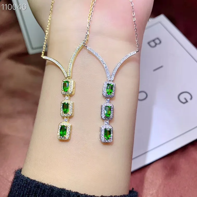 

KJJEAXCMY бутик ювелирных изделий из стерлингового серебра 925 пробы с инкрустацией из натурального диопсида, модный кулон для девочек, женские опоры обнаружения, популярные