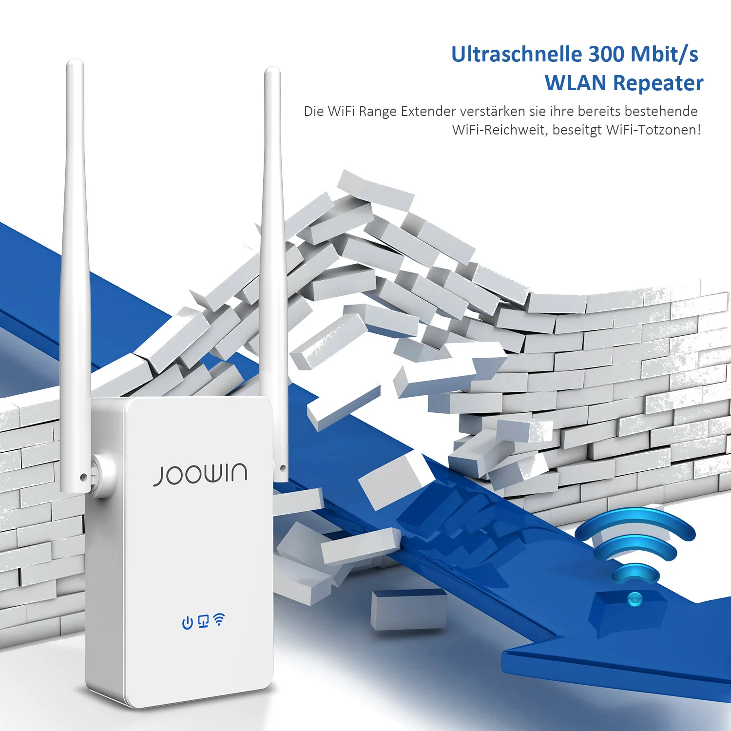 JOOWIN 300Mbps Wireless Home Repeater 2,4G Netzwerk Wifi Extender Signal Verstärker 2 * 5dbi Antenne Signal Booster JW-WR302S-V2