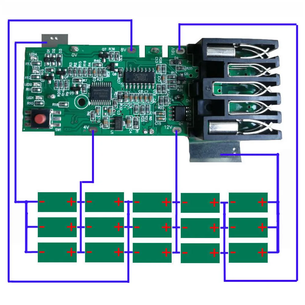 Circuito di protezione di ricarica della scheda PCB per accessori per parti di riparazione della batteria agli ioni di litio Milwaukee 18V