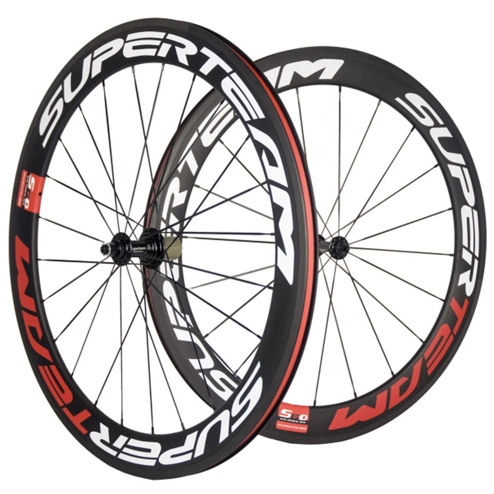 Superteam 60mm Clincher Road Bike Wheels Cycling Bicycle Wheelset 700C Racing Road Wheel