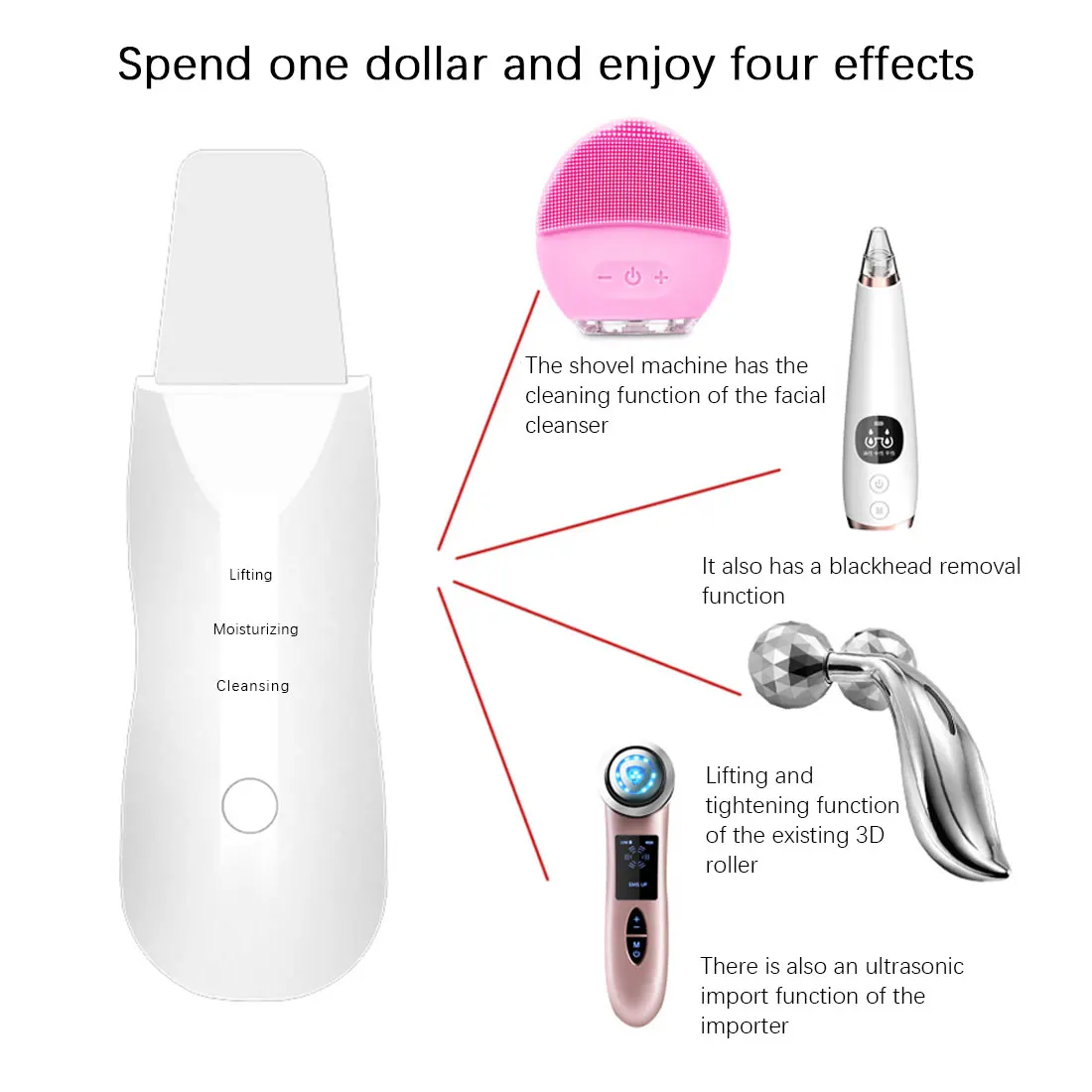 Ultrasonic Skin Scrubber Vibration Face Spatula Blackhead Remover Facial Scrubber Shovel Clean  Facial Massager Skin Care Tools