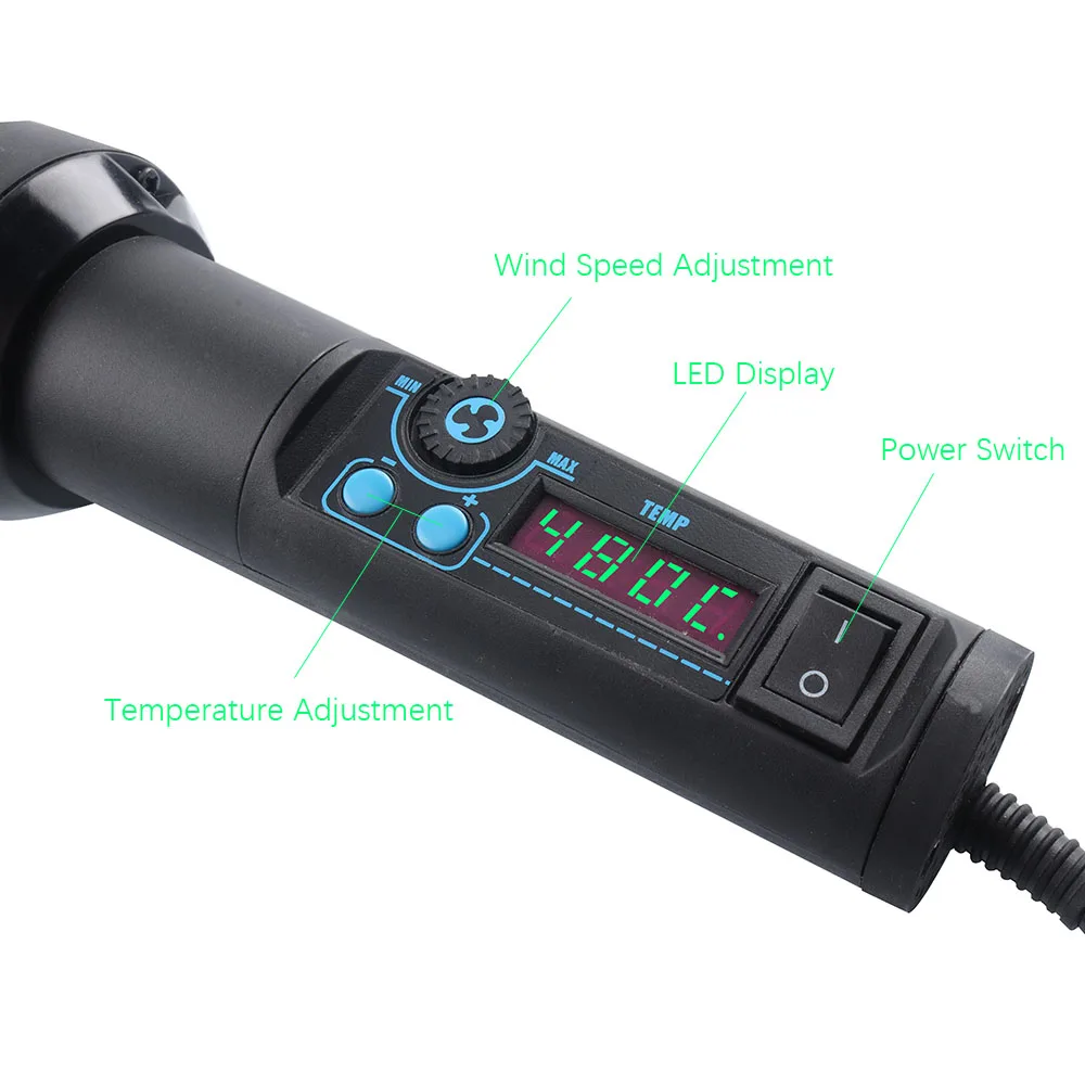 Imagem -02 - Pistola de ar Quente Eletrônica Ajustável Lcd Estação de Desoldagem Rápida ic Smd Bga Bocal 650w