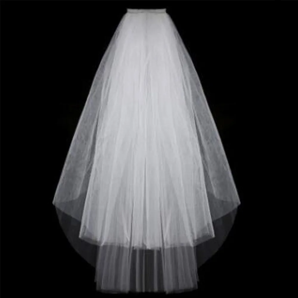 Wedding Veil Bridal Tulle Veils Comb Two Layers Short White Wedding Veils Cheap Ivory Bridal Veil