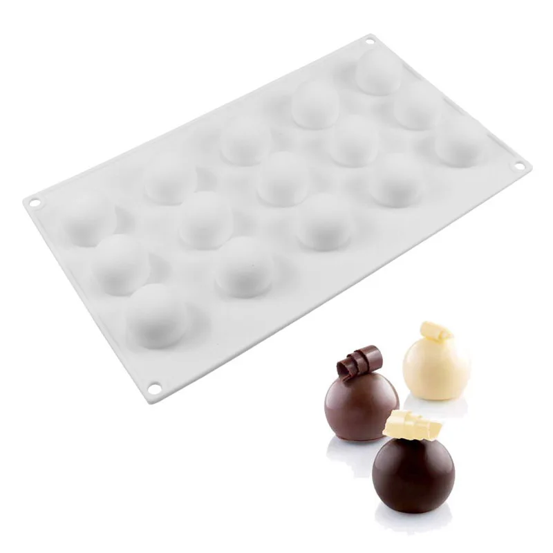 3D Silicone Molds Mini Truffle 15 Hole Round Ball Shaped Baking Moulds Cake Mold for Dessert Muffin Brownie Pudding Jelloy