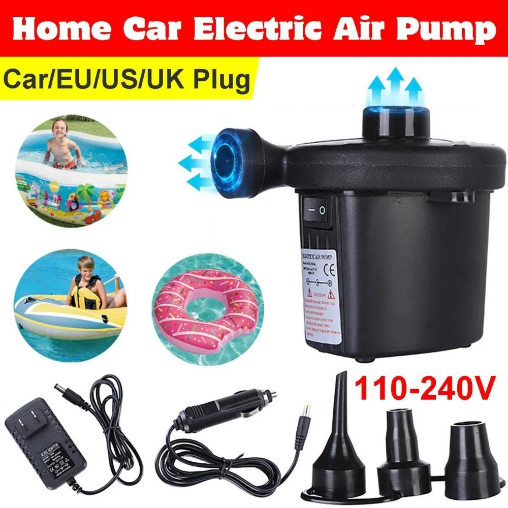 

Portable Electric Air Pump Mini Air Compressor 12V Inflator For Mattress Boat Camping Inflatable Toy With 3 Nozzles Home Car Use